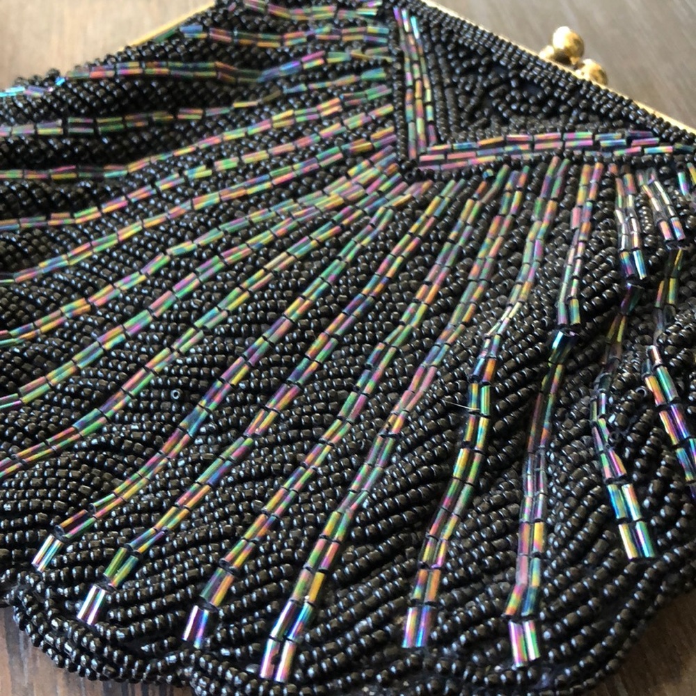 VNT beautiful black bead Scalloped handbag - Picture 15 of 16
